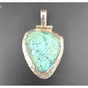 Vintage 925 Silver & Turquoise Pendant Southwestern  Frame 13.8g Teardrop
